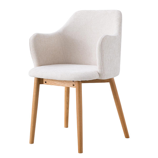 Armlehnenstuhl SKAUO 2er-Set - Strukturstoff Cella: Beige