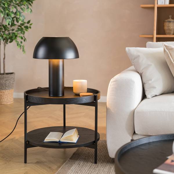 Beistelltisch DOLOGANI - Echtholzfurnier - Eiche Schwarz