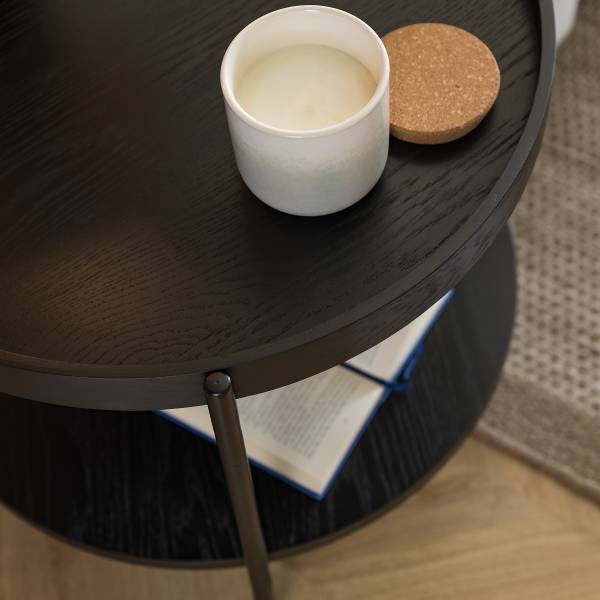 Beistelltisch DOLOGANI - Echtholzfurnier - Eiche Schwarz