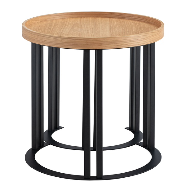 Beistelltischset MIGBA 2-teilig Typ A - Echtholzfurnier / Metall - Eiche