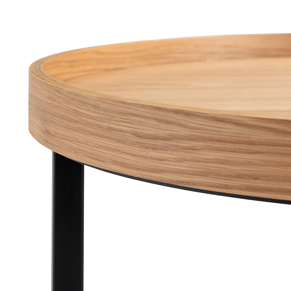 Beistelltischset MIGBA 2-teilig Typ A - Echtholzfurnier / Metall - Eiche