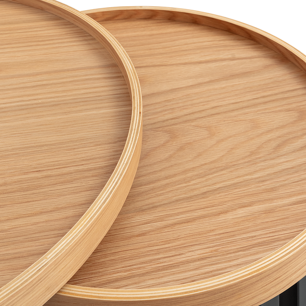 Beistelltischset MIGBA 2-teilig Typ A - Echtholzfurnier / Metall - Eiche