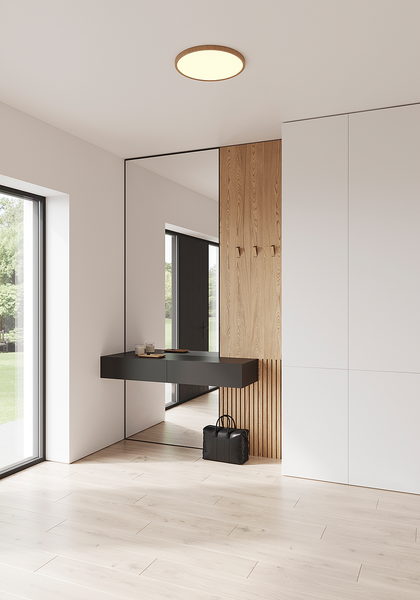 Deckenleuchte Oja Step-Dim - Acrylglas - Buche Dekor - 1-flammig - Breite: 42 cm