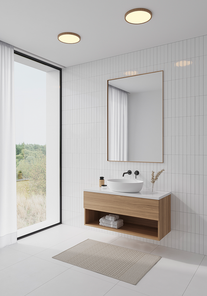 Deckenleuchte Oja Dim - Acrylglas - Buche Dekor - 1-flammig - Breite: 29 cm