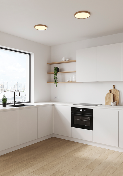 Deckenleuchte Oja Step-Dim - Acrylglas - Buche Dekor - 1-flammig - Breite: 29 cm