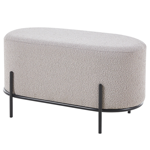 Polsterhocker Bumyra Typ A - Bouclé - Metall - Taupe / Schwarz - Oval - Taupe - Bouclé