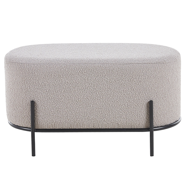 Polsterhocker Bumyra Typ A - Bouclé - Metall - Taupe / Schwarz - Oval - Taupe - Bouclé