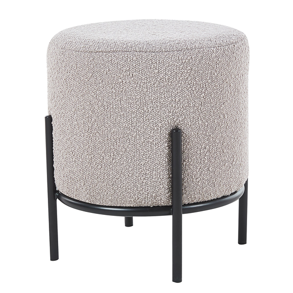 Polsterhocker Bumyra Typ B - Bouclé - Metall - Taupe / Schwarz - Rund - Taupe - Schwarz - Bouclé