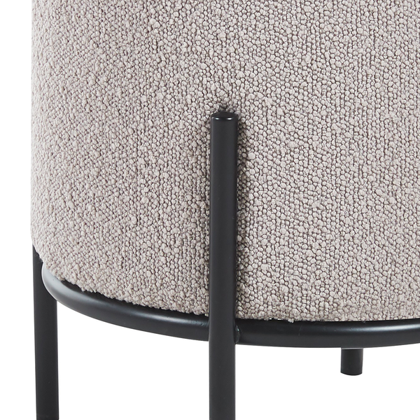 Polsterhocker Bumyra Typ B - Bouclé - Metall - Taupe / Schwarz - Rund - Taupe - Schwarz - Bouclé