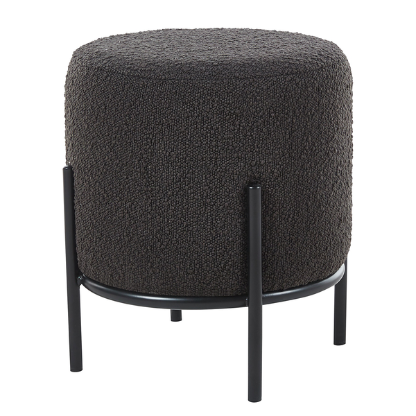 Polsterhocker Bumyra Typ B - Bouclé - Metall - Anthrazit / Schwarz - Rund - Anthrazit - Schwarz - Bouclé