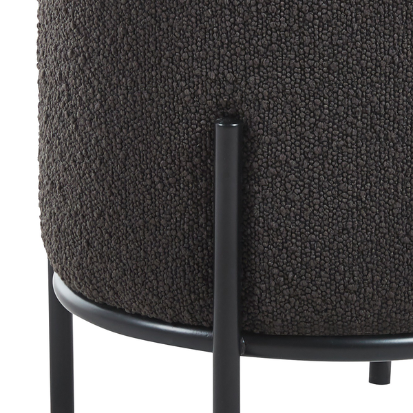 Polsterhocker Bumyra Typ B - Bouclé - Metall - Anthrazit / Schwarz - Rund - Anthrazit - Schwarz - Bouclé