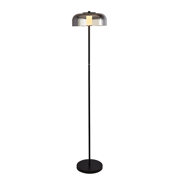 LED-Stehleuchte Frisbee - Rauchglas / Stahl - Schwarz  1-flammig