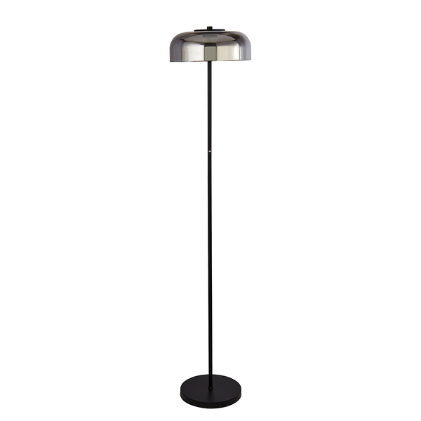 LED-Stehleuchte Frisbee - Rauchglas / Stahl - Schwarz  1-flammig