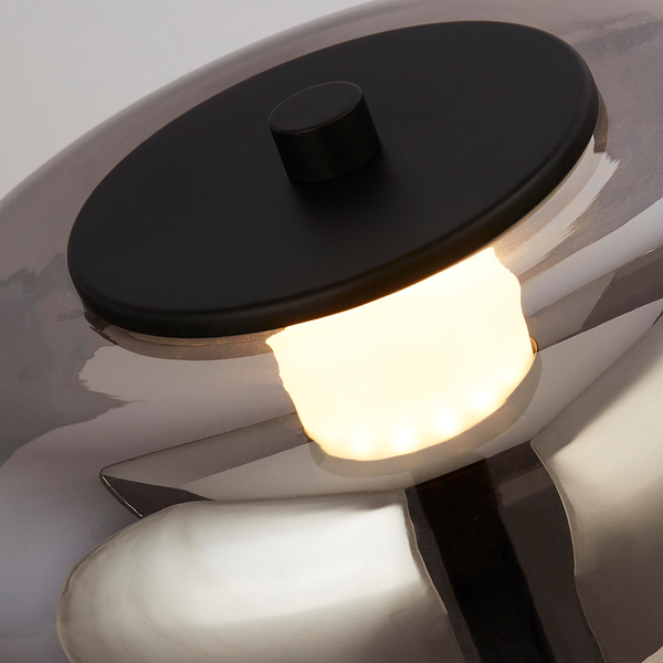 LED-Stehleuchte Frisbee - Rauchglas / Stahl - Schwarz  1-flammig