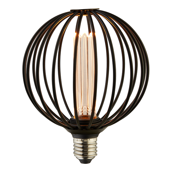 LED-Leuchtmittel Globe - Klarglas / Stahl - Schwarz