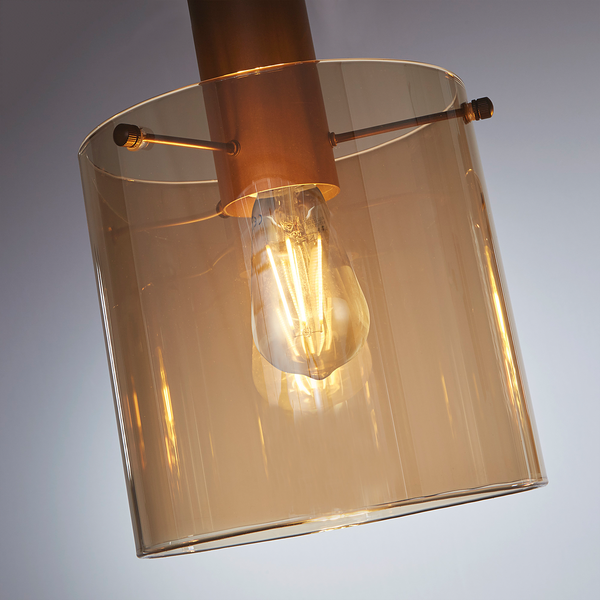 Pendelleuchte Sweden - Glas / Stahl - 4-flammig - Bernstein