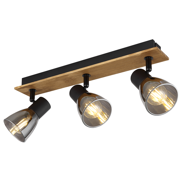 Deckenstrahler Claude - Farbglas / Eisen - 3-flammig - Beige - Flammenanzahl: 3