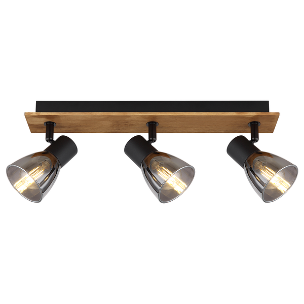 Deckenstrahler Claude - Farbglas / Eisen - 3-flammig - Beige - Flammenanzahl: 3