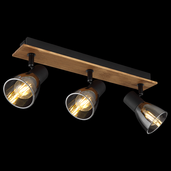 Deckenstrahler Claude - Farbglas / Eisen - 3-flammig - Beige - Flammenanzahl: 3