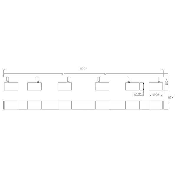 Deckenstrahler Robby - Eisen - Silber - Flammenanzahl: 6