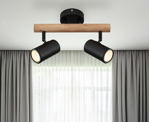 Deckenstrahler Herti - Eisen / Eukalyptus - 3-flammig