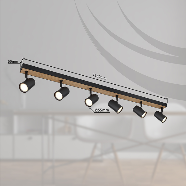 Deckenstrahler Robby - Eisen - Beige / Schwarz - Flammenanzahl: 6