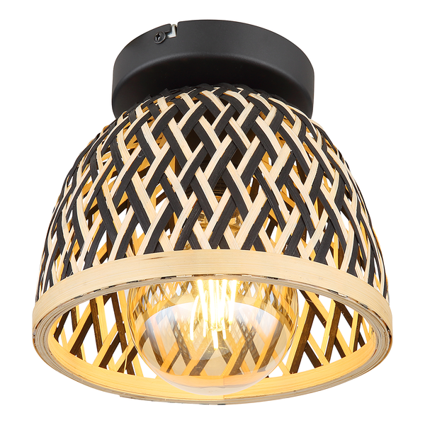 Deckenleuchte Colly - Eisen / Bambus - 1-flammig - Durchmesser: 20 cm