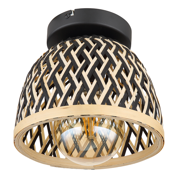 Deckenleuchte Colly - Eisen / Bambus - 1-flammig - Durchmesser: 20 cm