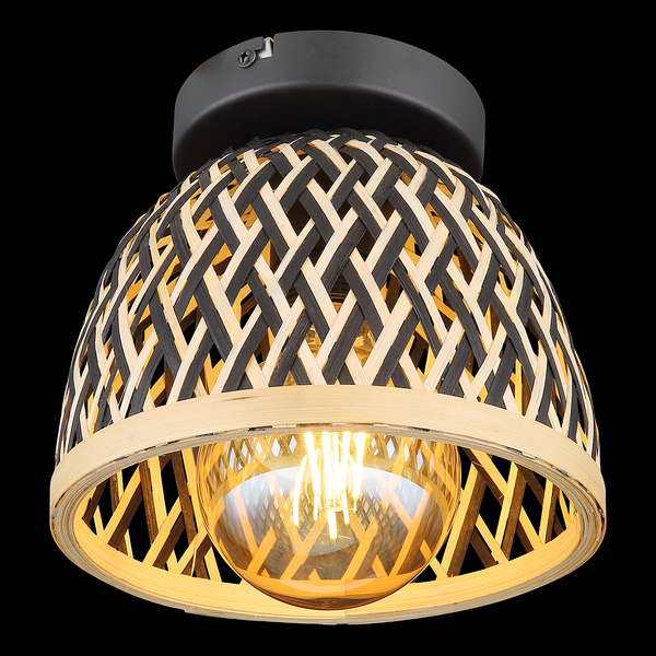 Deckenleuchte Colly - Eisen / Bambus - 1-flammig - Durchmesser: 20 cm