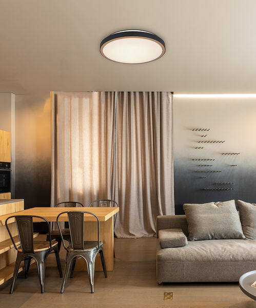 Deckenleuchte Sammi - Eisen / Acrylglas - 1-flammig - Schwarz - Durchmesser: 42 cm