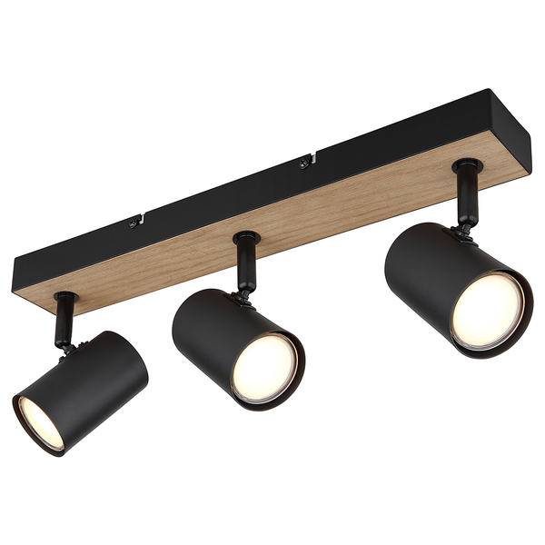 Deckenstrahler Robby - Eisen - Beige / Schwarz - Flammenanzahl: 3