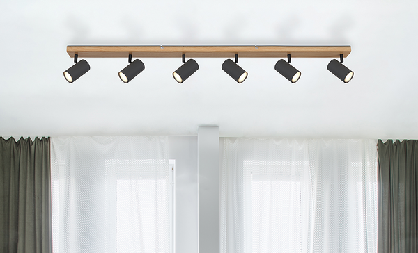 Deckenstrahler Robby - Eisen / Messing - Beige / Taupe - Flammenanzahl: 6