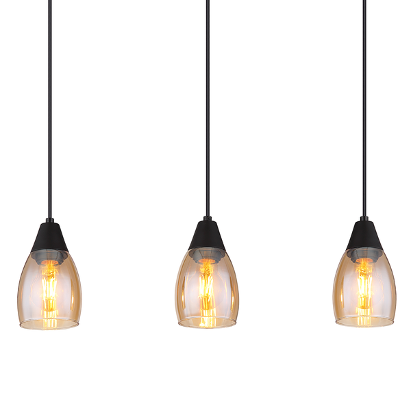 Pendelleuchte Reid - Farbglas / Eisen - 3-flammig