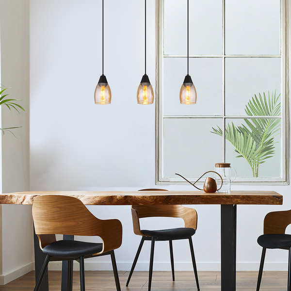 Pendelleuchte Reid - Farbglas / Eisen - 3-flammig