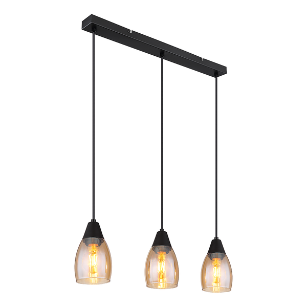 Pendelleuchte Reid - Farbglas / Eisen - 3-flammig