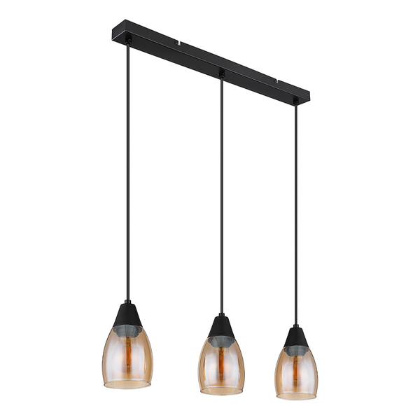 Pendelleuchte Reid - Farbglas / Eisen - 3-flammig