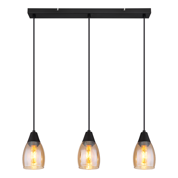 Pendelleuchte Reid - Farbglas / Eisen - 3-flammig