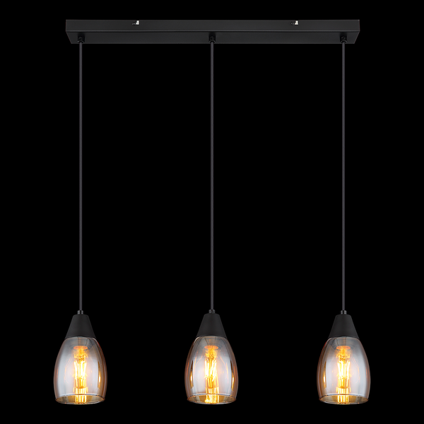 Pendelleuchte Reid - Farbglas / Eisen - 3-flammig
