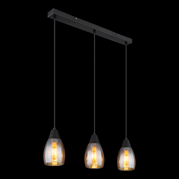 Pendelleuchte Reid - Farbglas / Eisen - 3-flammig