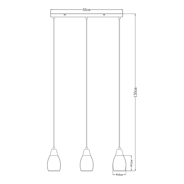 Pendelleuchte Reid - Farbglas / Eisen - 3-flammig