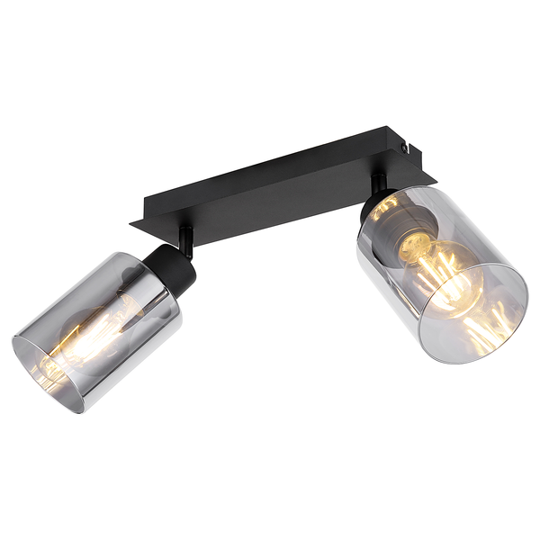 Deckenstrahler Hadera - Farbglas / Eisen - 2-flammig - Flammenanzahl: 2
