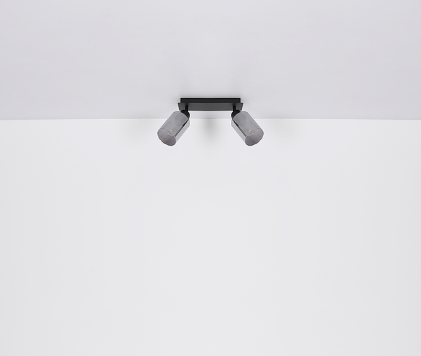 Deckenstrahler Hadera - Farbglas / Eisen - 2-flammig - Flammenanzahl: 2