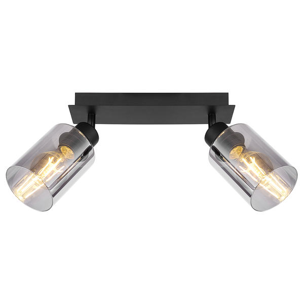 Deckenstrahler Hadera - Farbglas / Eisen - 2-flammig - Flammenanzahl: 2
