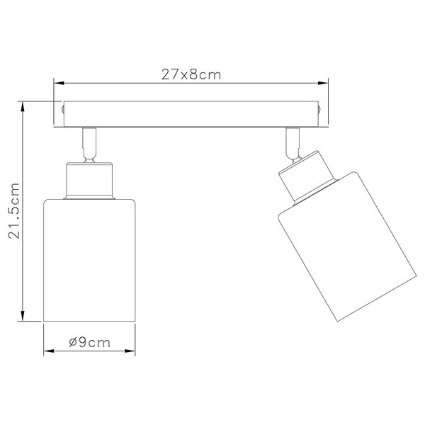 Deckenstrahler Hadera - Farbglas / Eisen - 2-flammig - Flammenanzahl: 2