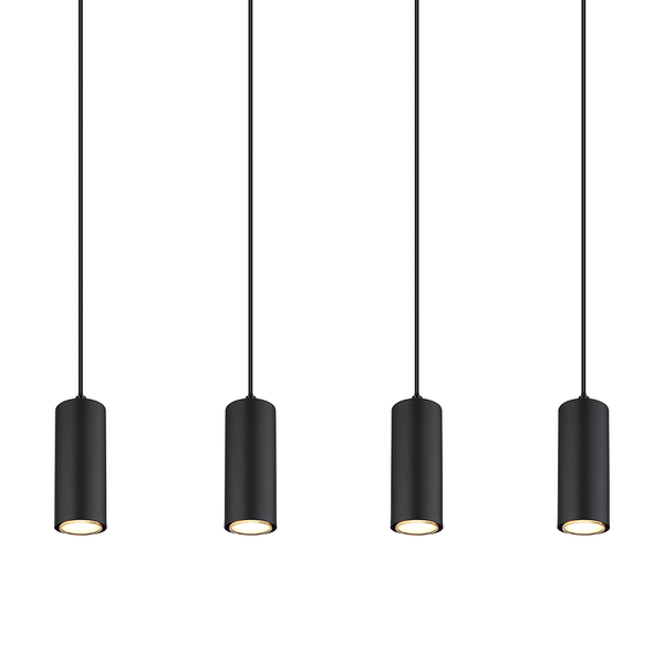 Pendelleuchte Robby - Eisen / Acrylglas - 4-flammig - Beige / Schwarz - Flammenanzahl: 4
