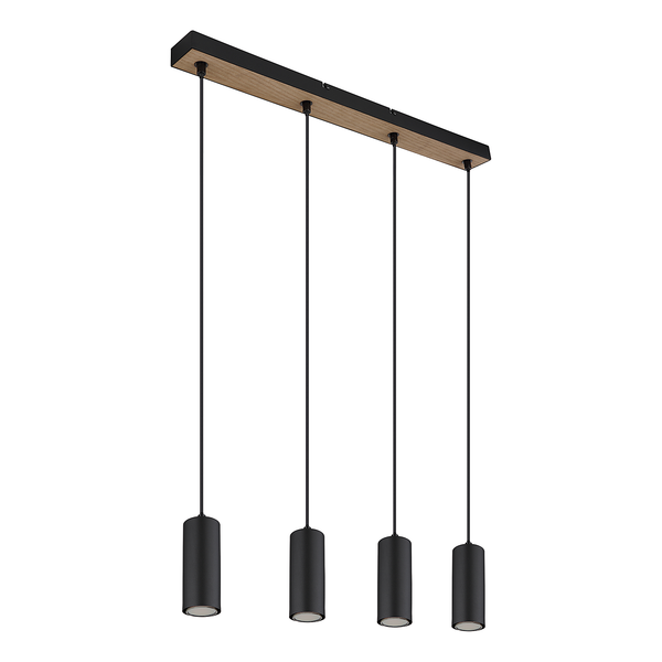 Pendelleuchte Robby - Eisen / Acrylglas - 4-flammig - Beige / Schwarz - Flammenanzahl: 4