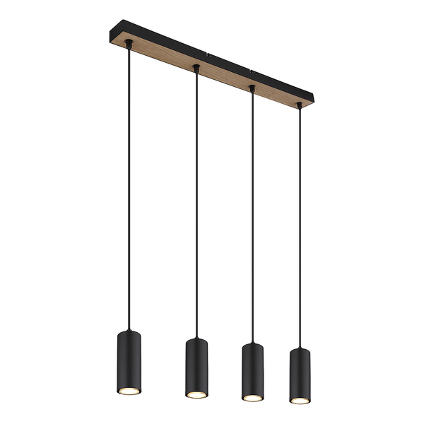 Pendelleuchte Robby - Eisen / Acrylglas - 4-flammig - Beige / Schwarz - Flammenanzahl: 4