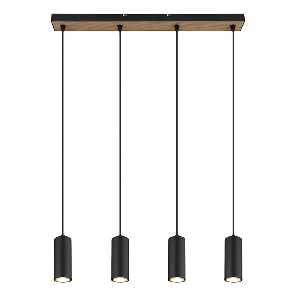Pendelleuchte Robby - Eisen / Acrylglas - 4-flammig - Beige / Schwarz - Flammenanzahl: 4