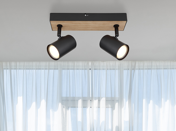 Deckenstrahler Robby - Eisen - Beige / Schwarz - Flammenanzahl: 2