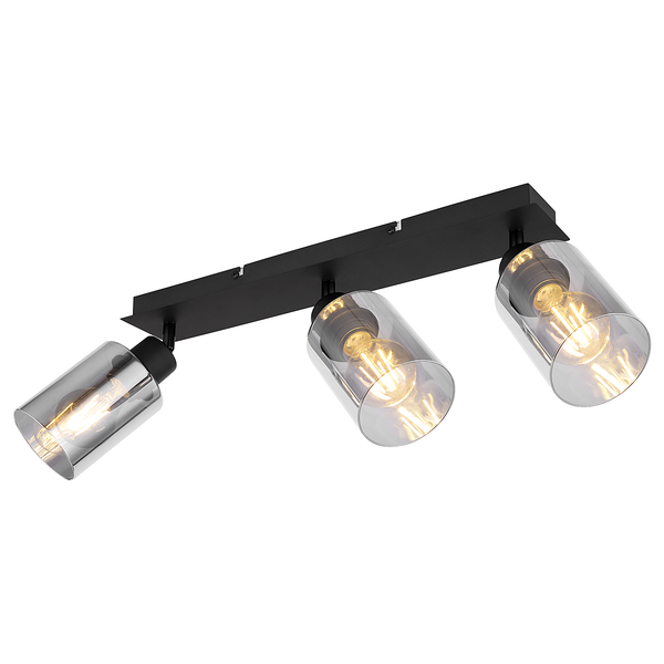 Deckenstrahler Hadera - Farbglas / Eisen - 3-flammig - Flammenanzahl: 3
